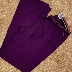 HeartSoul Wide Leg Scrubs. Eggplant size small